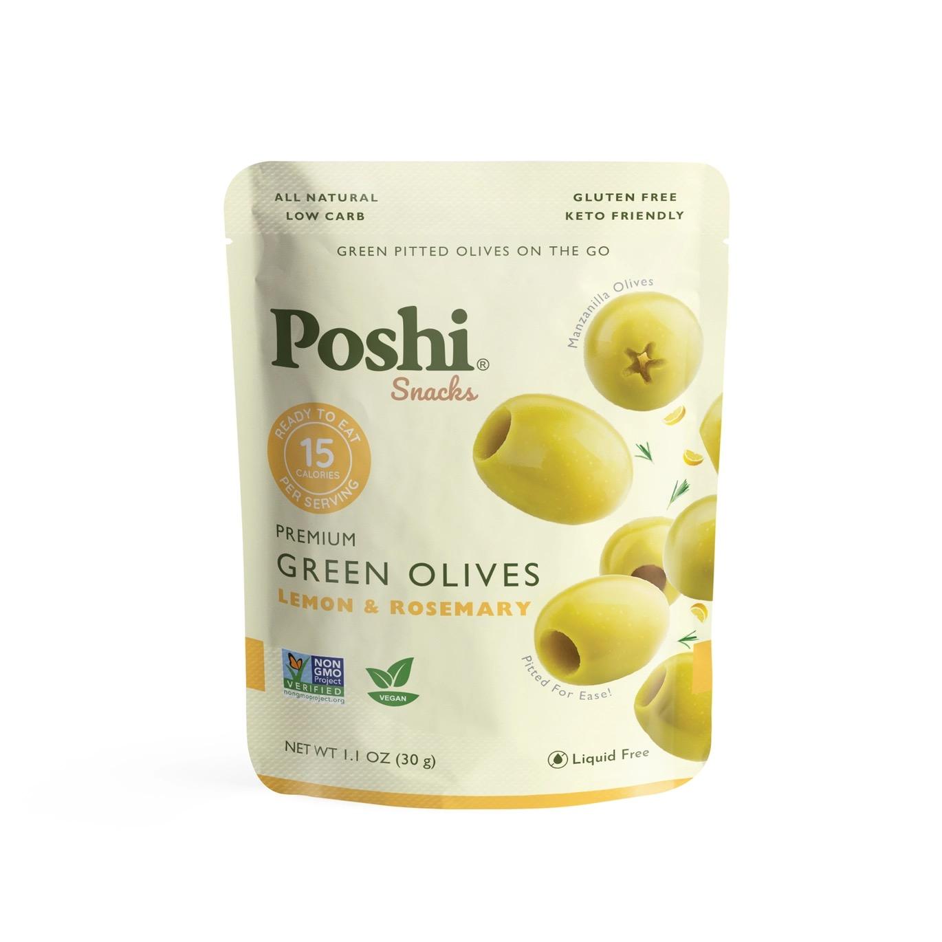 Poshi - Lemon & Rosemary Pitted Green Olives