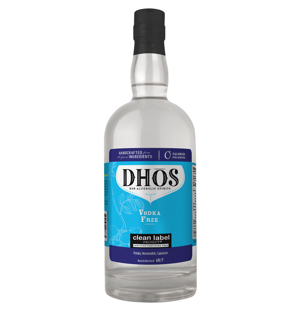 Bottle of Dhos Vodka Free on a white background