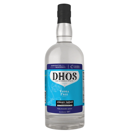 Bottle of Dhos Vodka Free on a white background