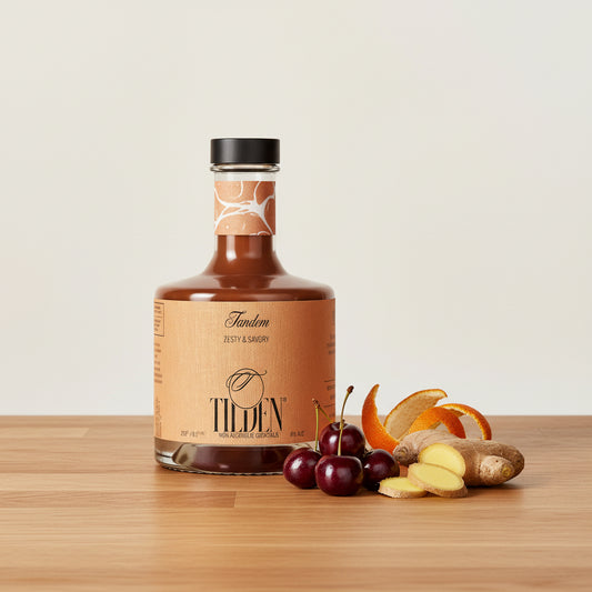 Bottle of Tilden cocktail mix on a white background