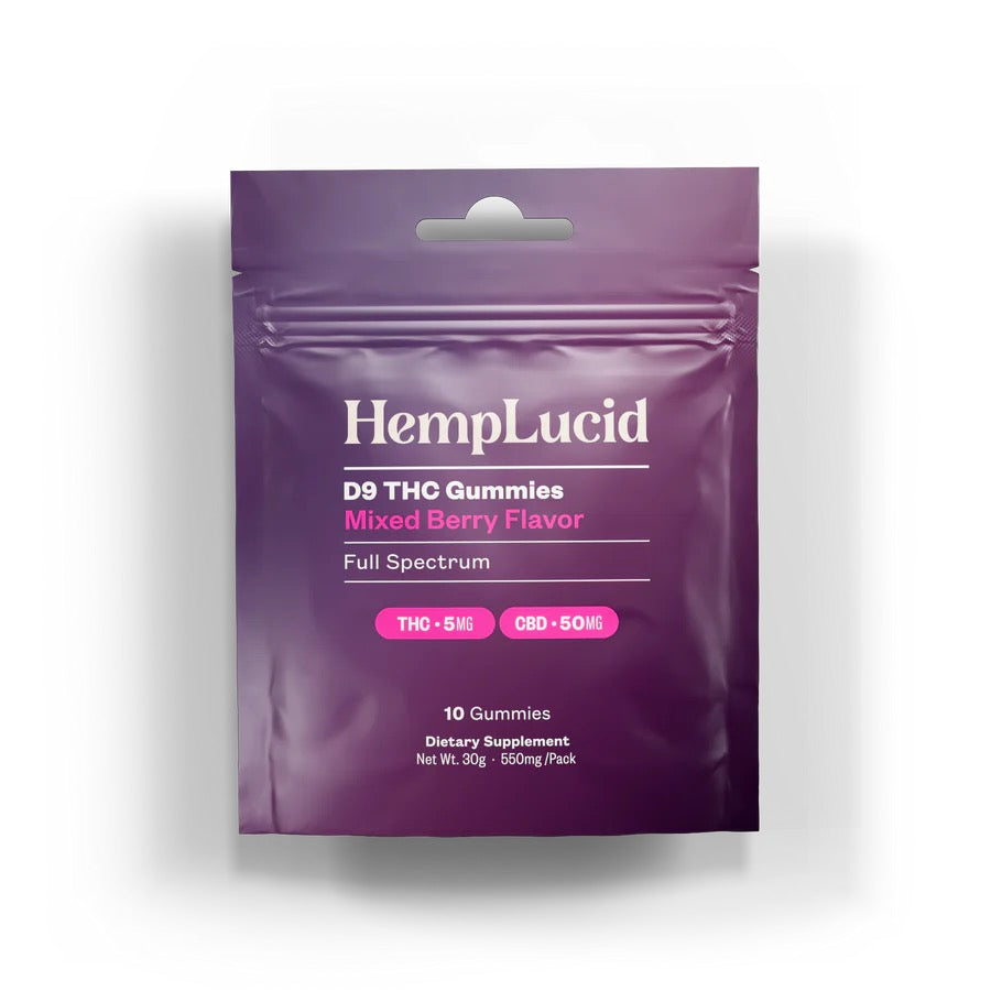 HempLucid Delta 9 THC 5mg + CBD 50mg Gummies 10 count - Mixed Berry