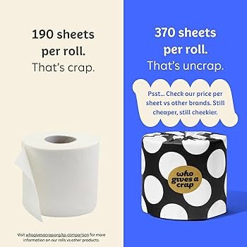 Who Gives A Crap Single Roll Biodegradable Bamboo Toilet Paper