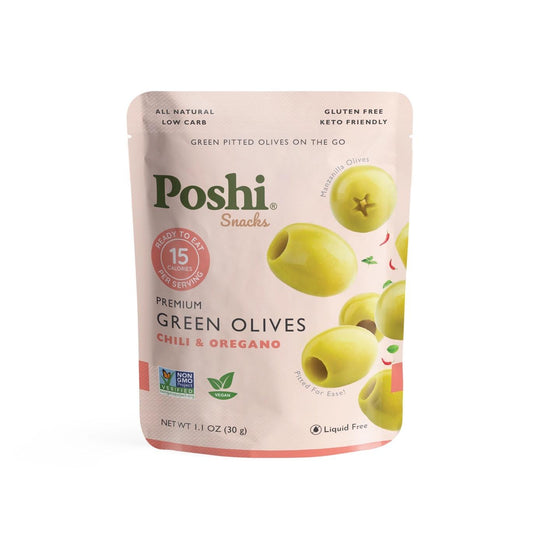 Poshi Snack - Chili & Oregano Pitted Green Olives
