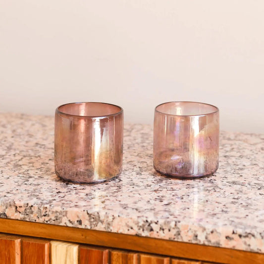 Hand Blown Wine Cocktail Glass - Amethyst Lustre, Large